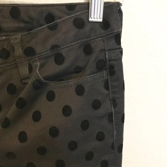 Joe Fresh Jeans Black on Black Velvet Polka Dot Low Rise Stretch Zipper Everyday - Picture 5 of 11